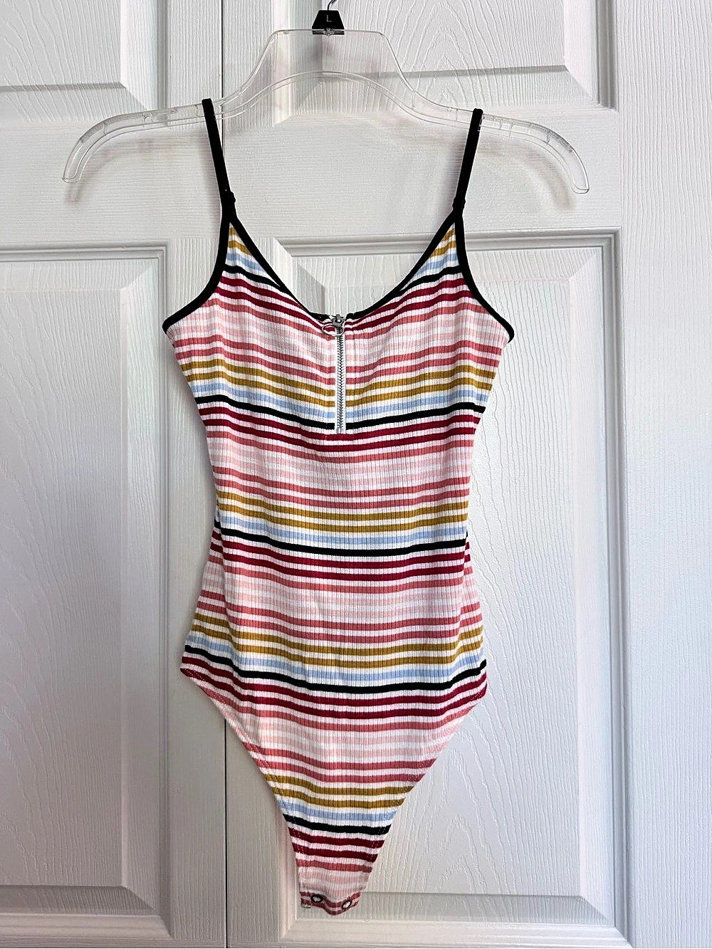 Express Striped One Piece in Pink & White Size Small Like New